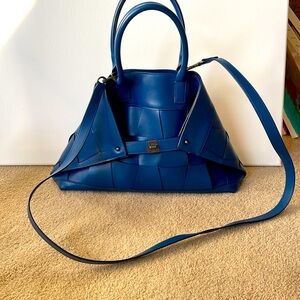 Akris Ai small top handle bag pacific blue calfskin